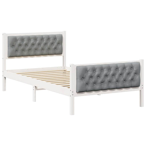 vidaXL Bed Frame with Headboard Light Grey 100 x 200 cm Fabric