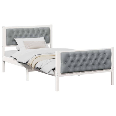 vidaXL Bed Frame with Headboard Light Grey 100 x 200 cm Fabric