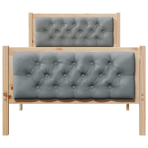 vidaXL Bed Frame with Headboard Light Grey 90 x 200 cm Fabric