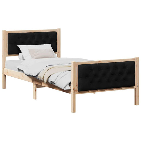 vidaXL Bed Frame with Headboard Black 90 x 200 cm Fabric
