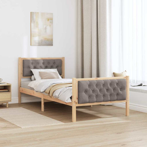 vidaXL Bed Frame with Headboard Taupe 90 x 200 cm Fabric