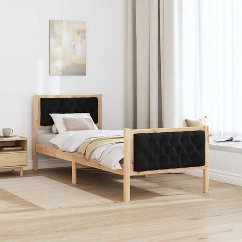 vidaXL Bed Frame with Headboard Black 80 x 200 cm Fabric