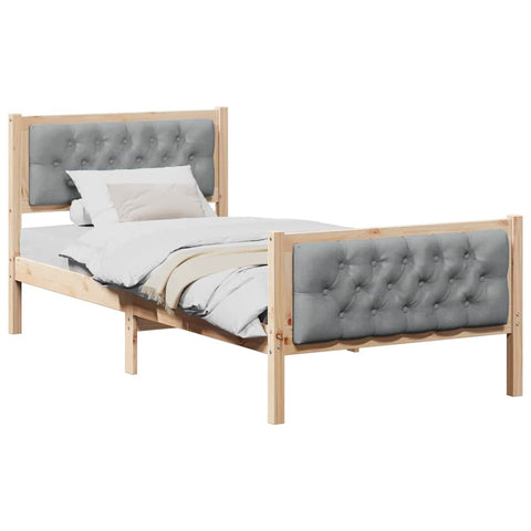 vidaXL Bed Frame with Headboard Light Grey 90 x 190 cm Fabric