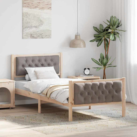 vidaXL Bed Frame with Headboard Taupe 90 x 190 cm Fabric
