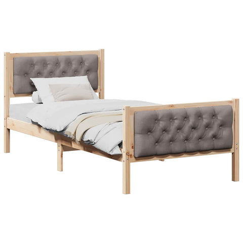 vidaXL Bed Frame with Headboard Taupe 90 x 190 cm Fabric