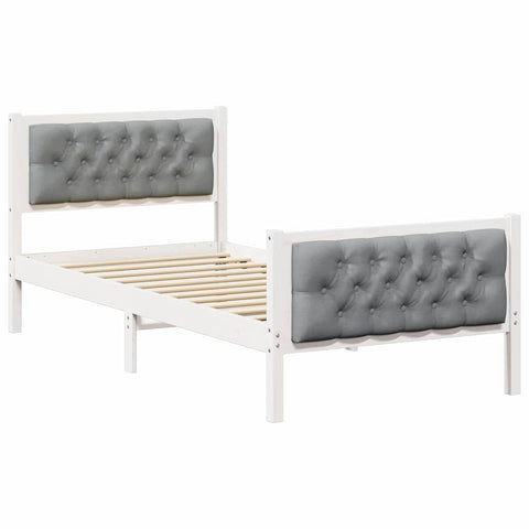 vidaXL Bed Frame with Headboard Light Grey 90 x 190 cm Fabric