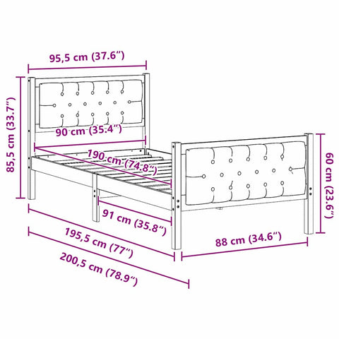 vidaXL Bed Frame with Headboard Light Grey 90 x 190 cm Fabric