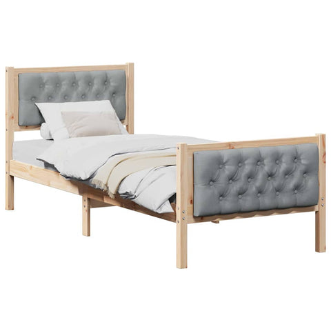 vidaXL Bed Frame with Headboard Light Grey 75 x 190 cm Fabric