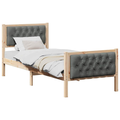 vidaXL Bed Frame with Headboard Dark Grey 75 x 190 cm Fabric