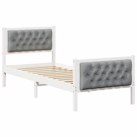 vidaXL Bed Frame with Headboard Light Grey 75 x 190 cm Fabric