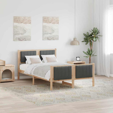 vidaXL Bed frame Brown and dark grey 120 x 200 cm Solid pine wood
