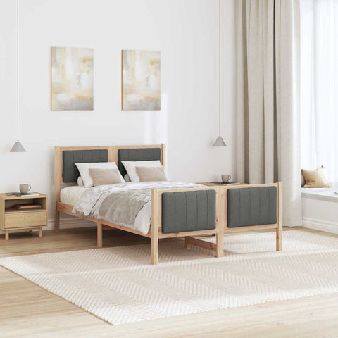 vidaXL Bed frame Brown and dark grey 120 x 200 cm Solid pine wood