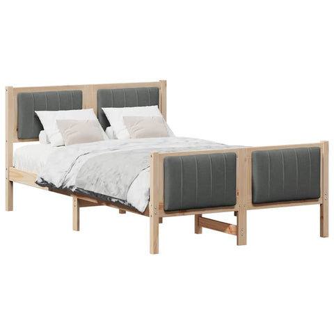 vidaXL Bed frame Brown and dark grey 120 x 200 cm Solid pine wood