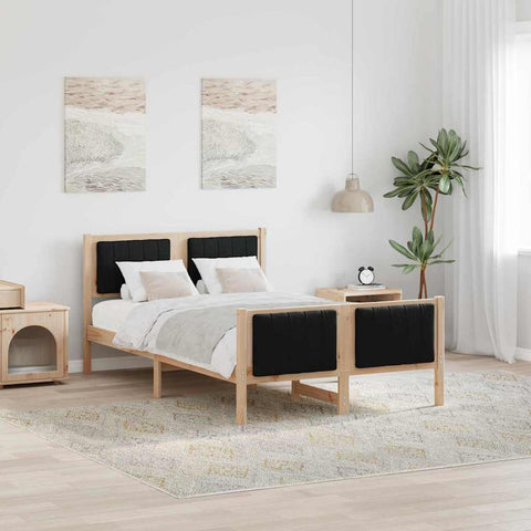 vidaXL Bed frame Brown and black 120 x 200 cm Solid pine wood