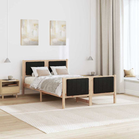 vidaXL Bed frame Brown and black 120 x 200 cm Solid pine wood