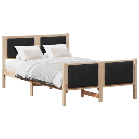 vidaXL Bed frame Brown and black 120 x 200 cm Solid pine wood