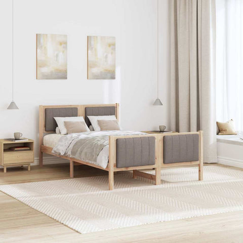 vidaXL Bed frame Brown and taupe 120 x 200 cm Solid pine wood