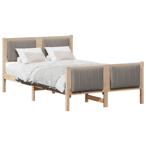 vidaXL Bed frame Brown and taupe 120 x 200 cm Solid pine wood