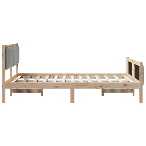vidaXL Bed frame Brown and light grey 135 x 190 cm Solid pine wood