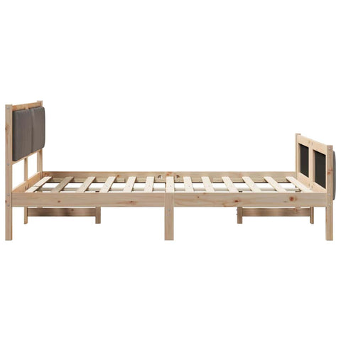 vidaXL Bed frame Brown and taupe 135 x 190 cm Solid pine wood