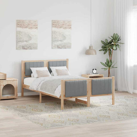 vidaXL Bed frame Brown and light grey 120 x 190 cm Solid pine wood