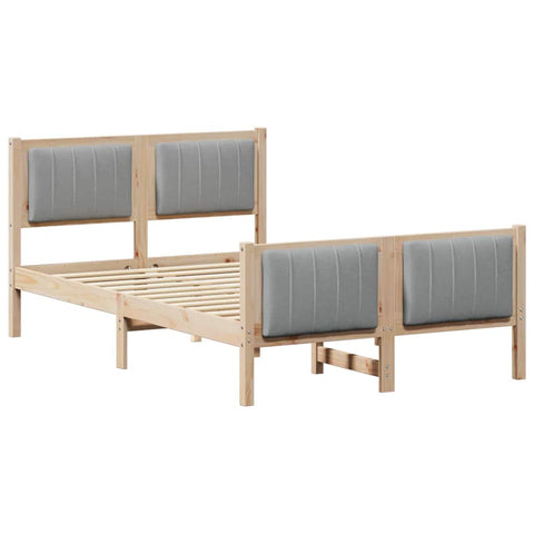 vidaXL Bed frame Brown and light grey 120 x 190 cm Solid pine wood