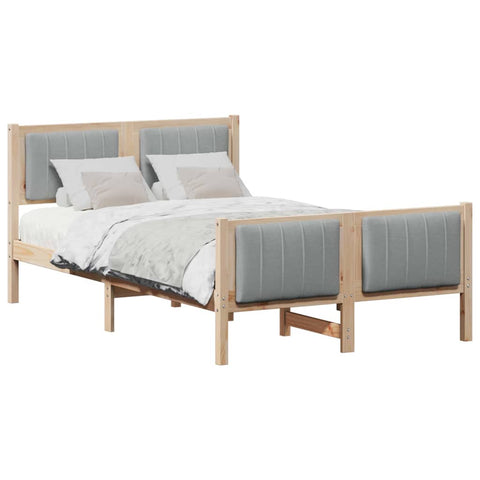 vidaXL Bed frame Brown and light grey 120 x 190 cm Solid pine wood