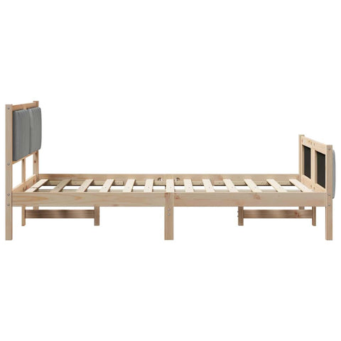 vidaXL Bed frame Brown and light grey 120 x 190 cm Solid pine wood