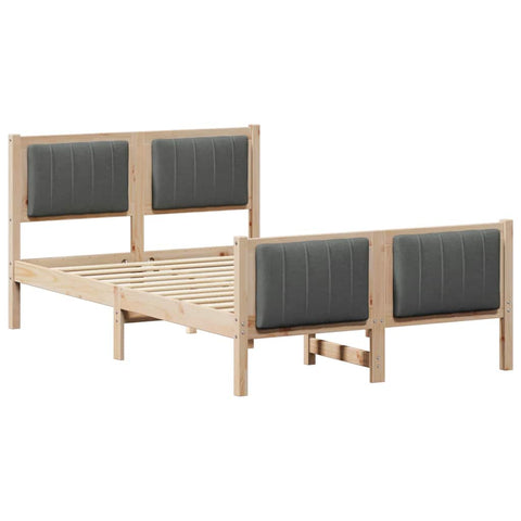 vidaXL Bed frame Brown and dark grey 120 x 190 cm Solid pine wood