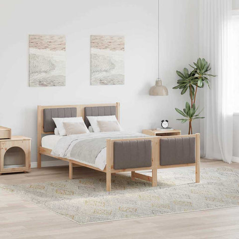 vidaXL Bed frame Brown and taupe 120 x 190 cm Solid pine wood