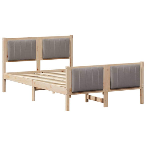 vidaXL Bed frame Brown and taupe 120 x 190 cm Solid pine wood