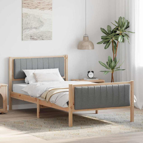 vidaXL Bed frame Brown and light grey 100 x 200 cm Solid pine wood