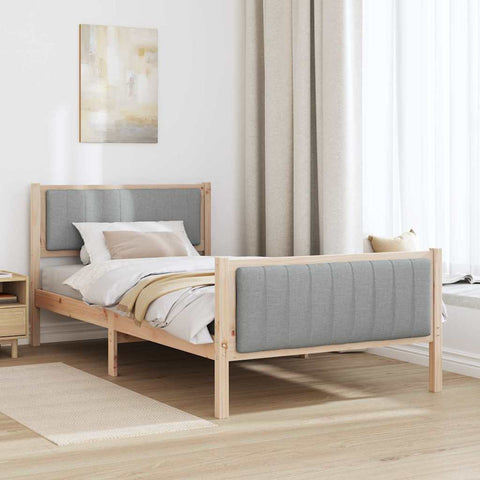vidaXL Bed frame Brown and light grey 100 x 200 cm Solid pine wood