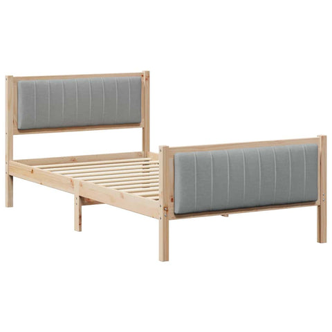 vidaXL Bed frame Brown and light grey 100 x 200 cm Solid pine wood