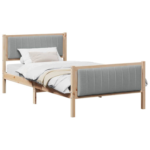 vidaXL Bed frame Brown and light grey 100 x 200 cm Solid pine wood