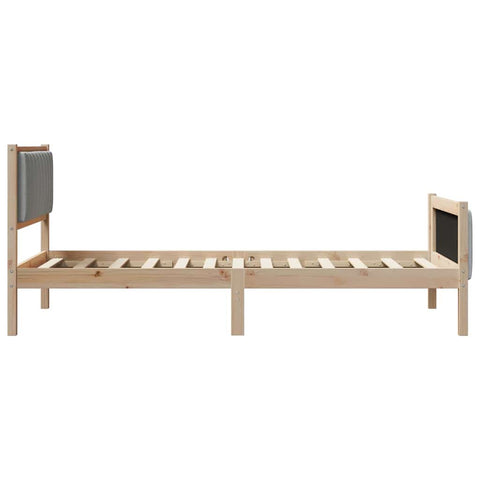 vidaXL Bed frame Brown and light grey 100 x 200 cm Solid pine wood