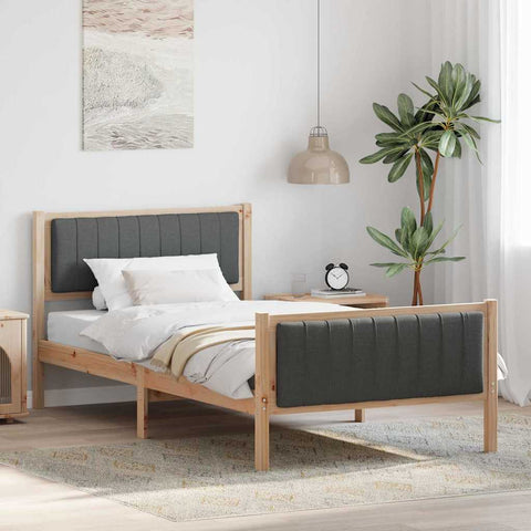 vidaXL Bed frame Brown and dark grey 100 x 200 cm Solid pine wood