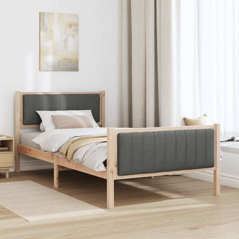 vidaXL Bed frame Brown and dark grey 100 x 200 cm Solid pine wood