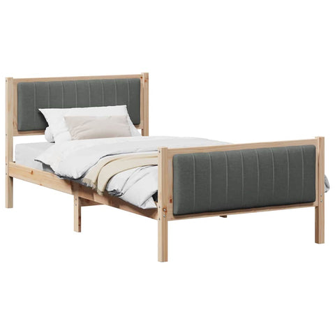 vidaXL Bed frame Brown and dark grey 100 x 200 cm Solid pine wood