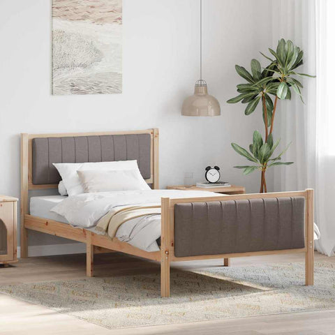 vidaXL Bed frame Brown and taupe 100 x 200 cm Solid pine wood