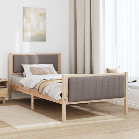 vidaXL Bed frame Brown and taupe 100 x 200 cm Solid pine wood
