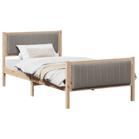 vidaXL Bed frame Brown and taupe 100 x 200 cm Solid pine wood