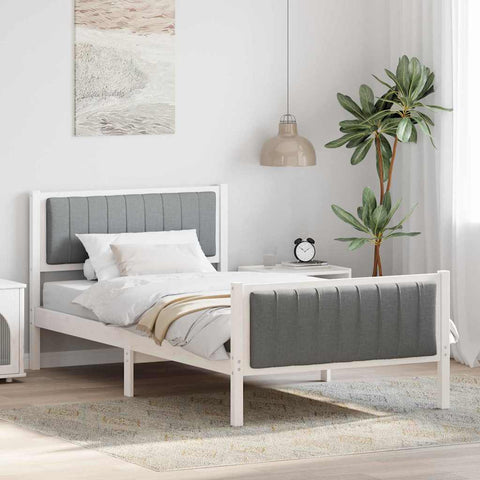 vidaXL Bed frame White and light grey 100 x 200 cm Solid pine wood