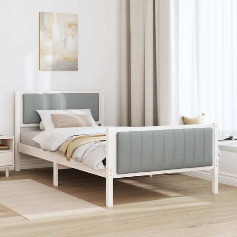 vidaXL Bed frame White and light grey 100 x 200 cm Solid pine wood