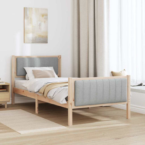 vidaXL Bed frame Brown and light grey 90 x 200 cm Solid pine wood