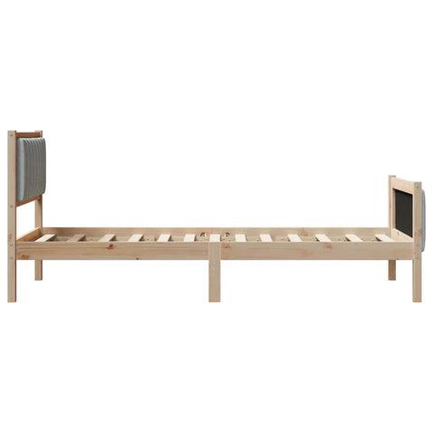 vidaXL Bed frame Brown and light grey 90 x 200 cm Solid pine wood