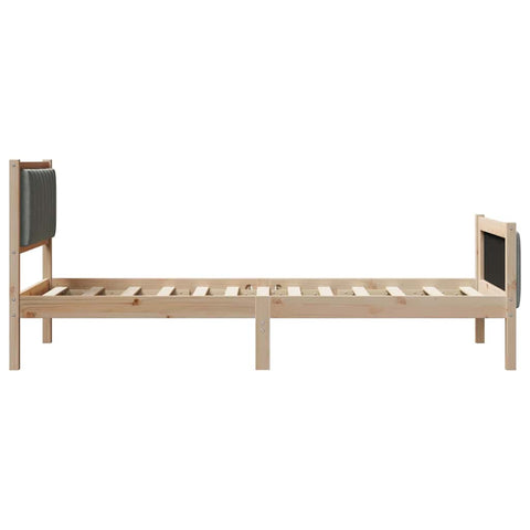 vidaXL Bed frame Brown and dark grey 90 x 200 cm Solid pine wood