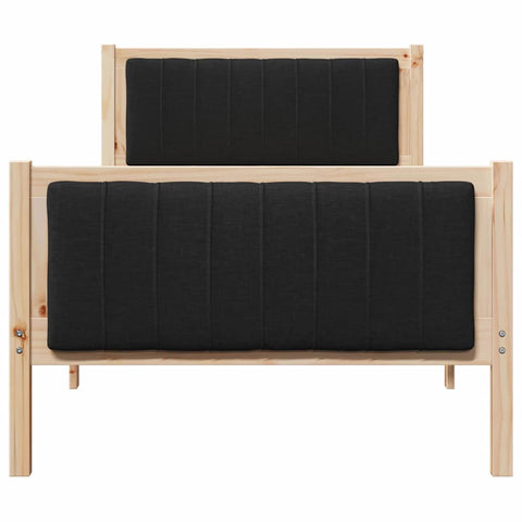 vidaXL Bed frame Brown and black 90 x 200 cm Solid pine wood