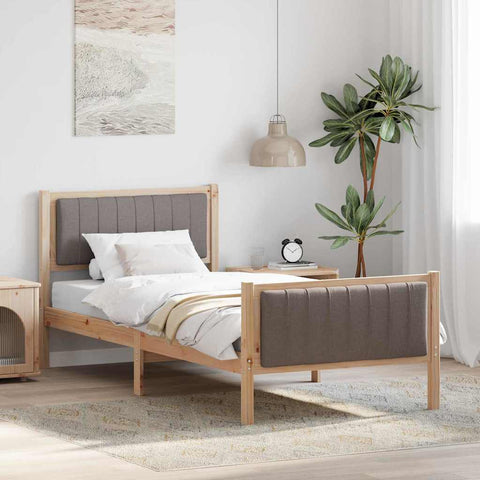 vidaXL Bed frame Brown and taupe 90 x 200 cm Solid pine wood