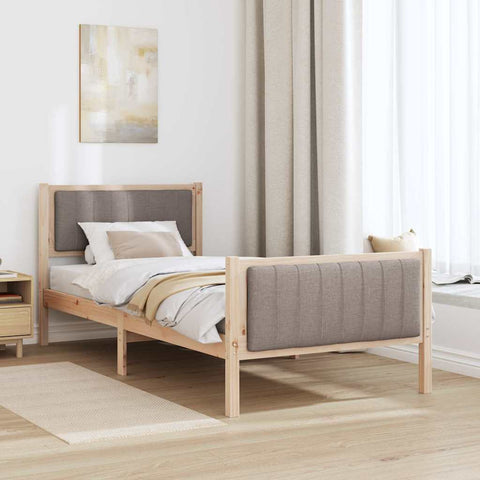 vidaXL Bed frame Brown and taupe 90 x 200 cm Solid pine wood